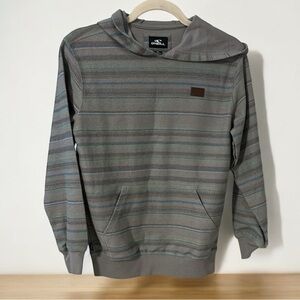 O’Neill gray and green striped women’s hoodie with front pockets sz M